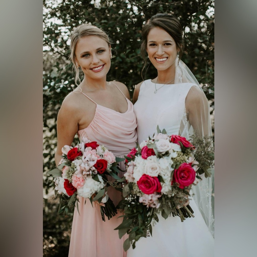 Weddington Way Blush Pink Sleeveless Cowl Neck Bridesmaid Dress